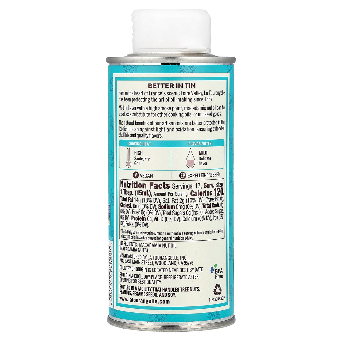 La Tourangelle, Virgin Macadamia Oil, 8.45 fl oz (250 ml)