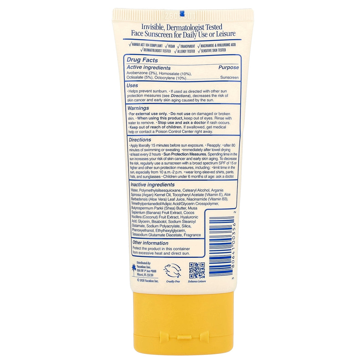 Vacation, Premium Sunscreen Face Lotion, SPF 45, 3 fl oz (89 ml)