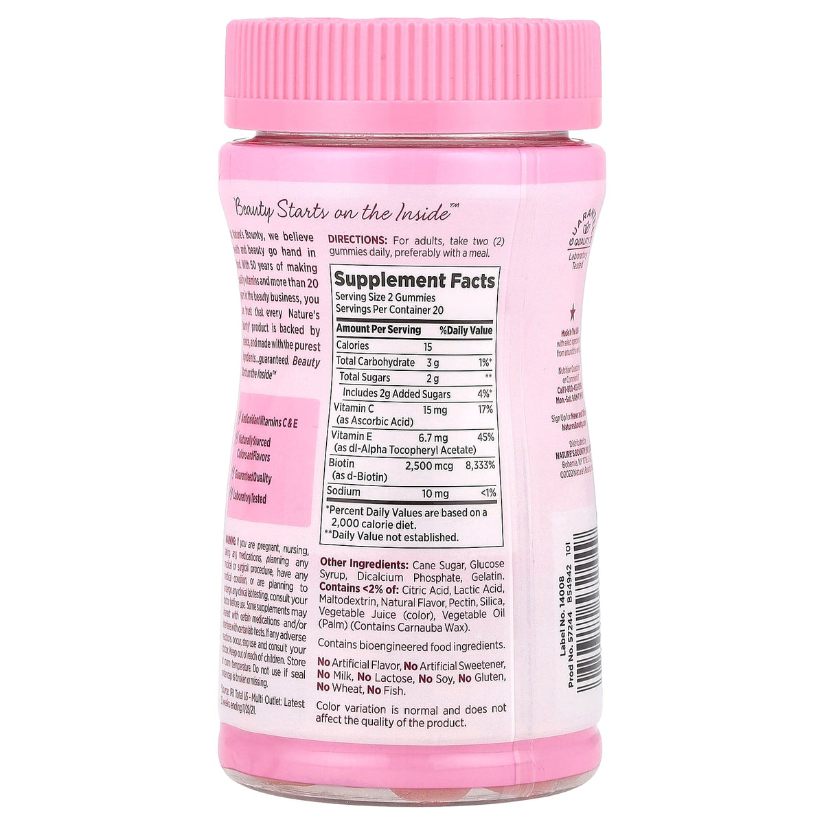 Nature's Bounty, Optimal Solutions®, Hair, Skin & Nails Gummies, Strawberry, 40 Gummies