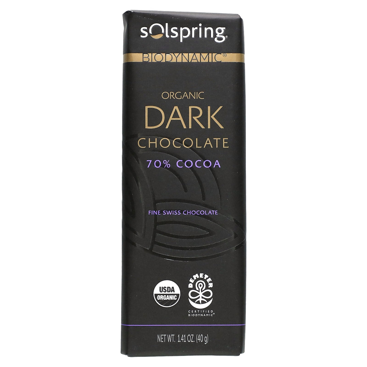 Dr. Mercola, Solspring®, Biodynamic®, Dark Chocolate Bar, 70% Cocoa, 12 Bars, 1.41 oz (40 g) Each