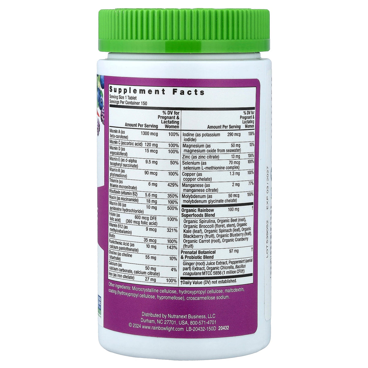Rainbow Light, Prenatal One™ Daily Multivitamin, High Potency, 150 Vegan Tablets