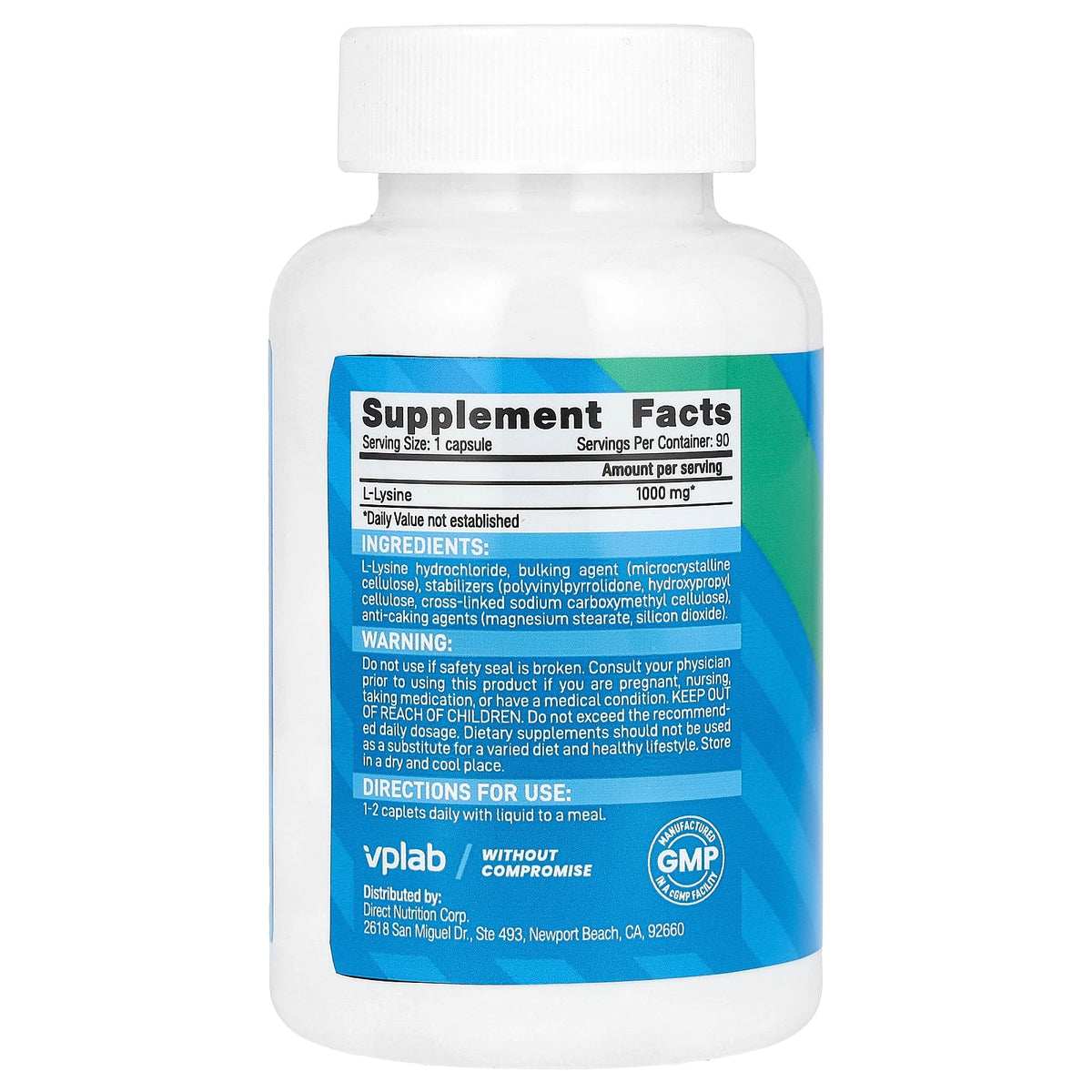 VPLab, L-Lysine, 1,000 mg, 90 Caplets