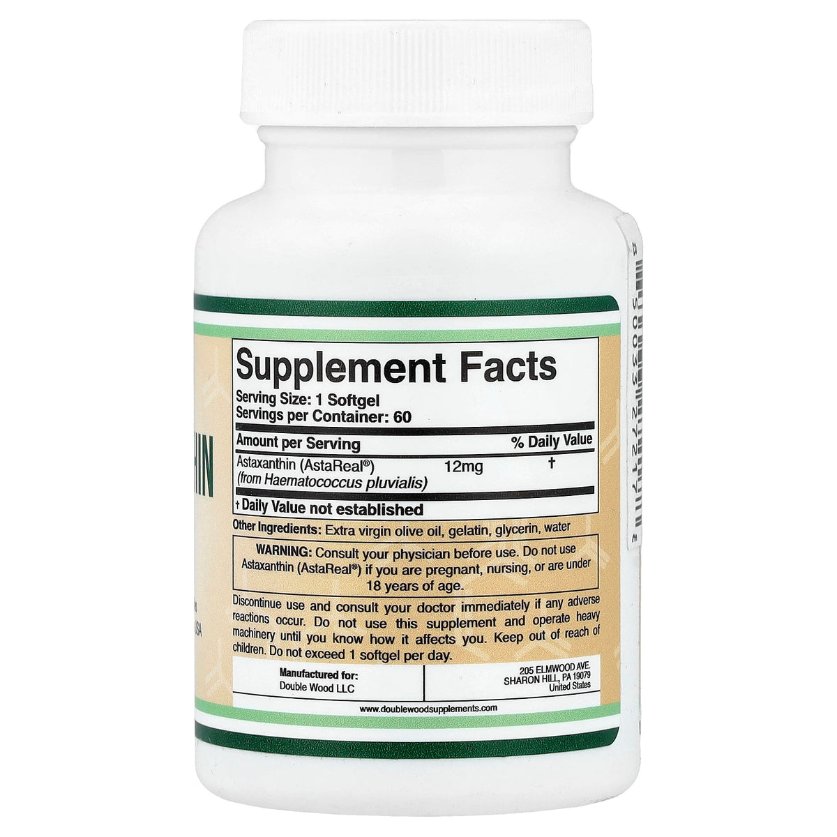 Double Wood Supplements, Astaxanthin AstaReal®, 12 mg, 60 Softgels
