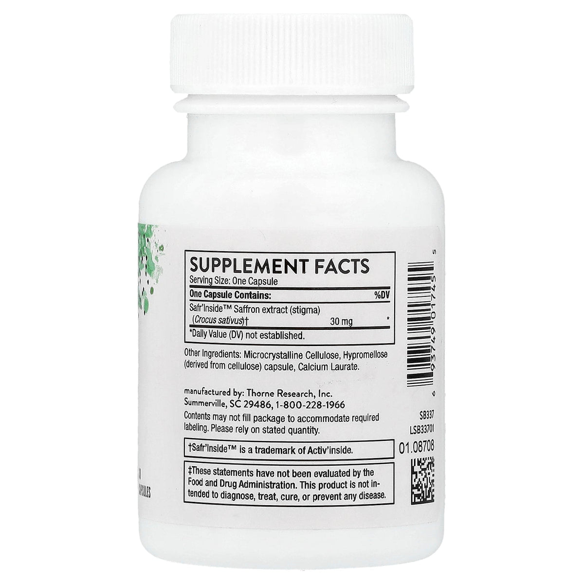 Thorne, Rapid Relief Saffron, 30 Capsules (30 mg per Capsule)