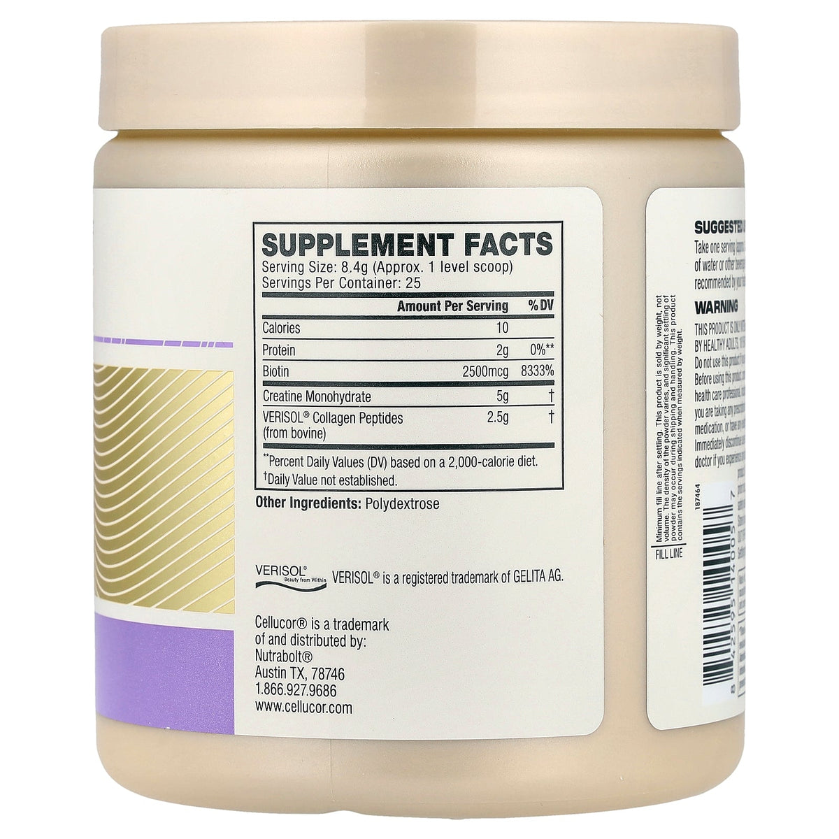 C4 / Cellucor, Vitality, Collagen Peptides + Creatine, Unflavored, 7.4 oz (210 g)