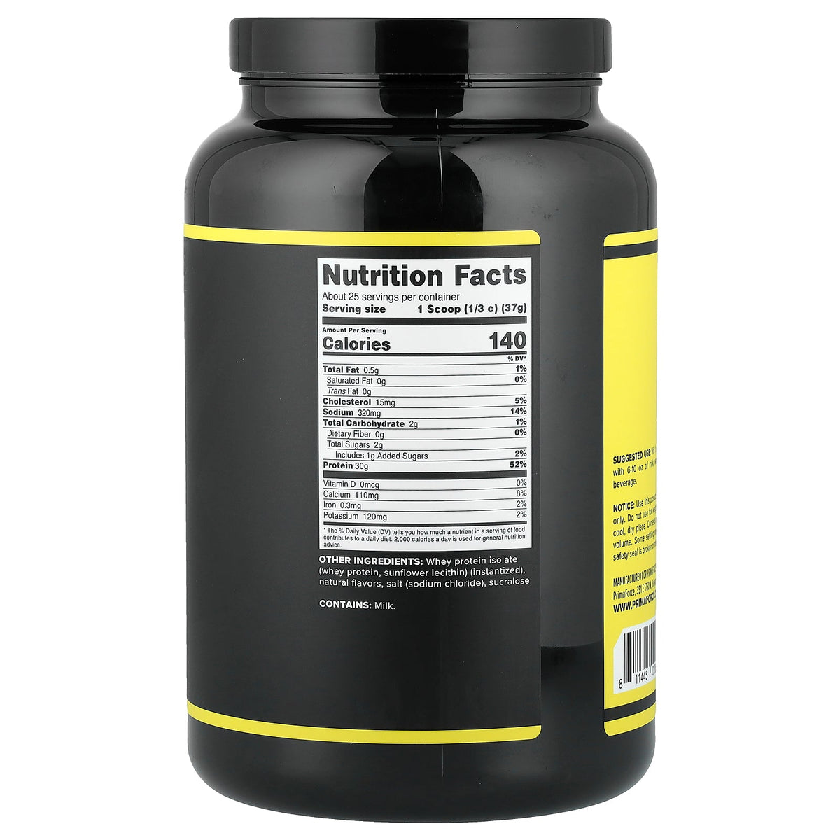 Primaforce, Whey Protein Isolate, Vanilla, 2 lb (907 g)