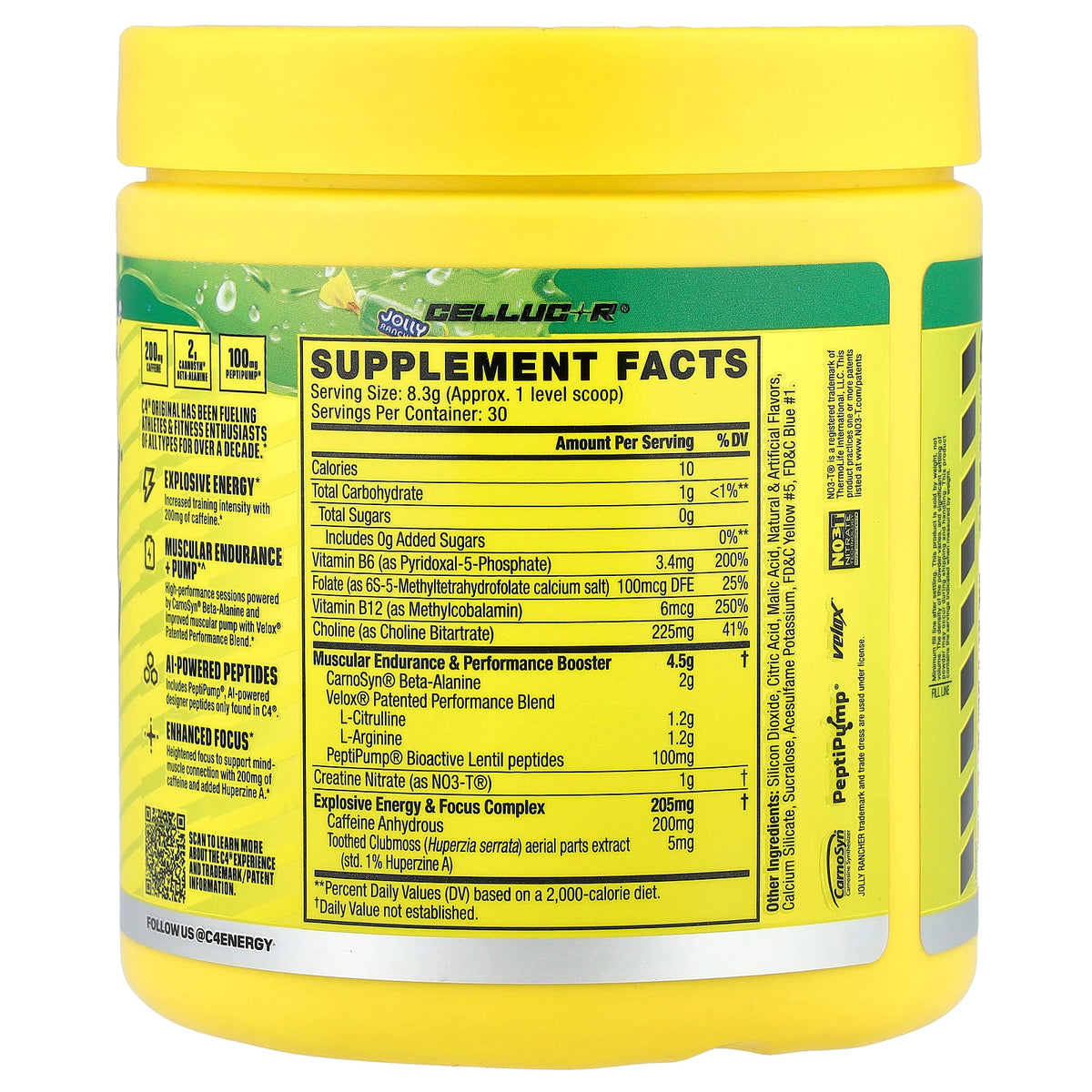 C4 / Cellucor, C4® Original, Pre-Workout, Jolly Rancher Green Apple, 8.8 oz (249 g)