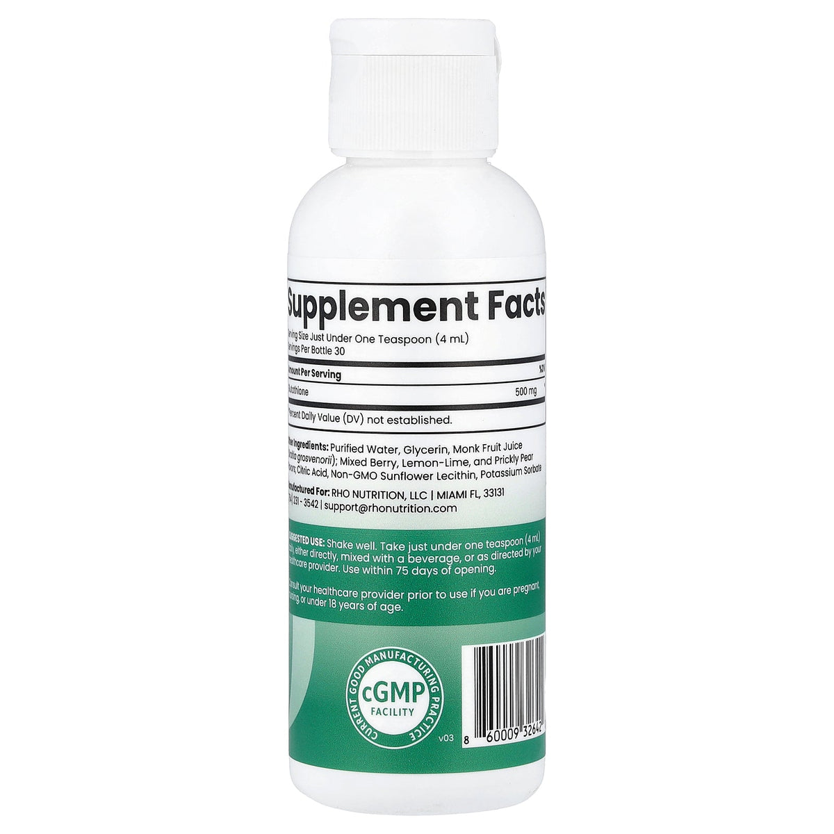Rho Nutrition, Liposomal Glutathione, 4 fl oz (120 ml)