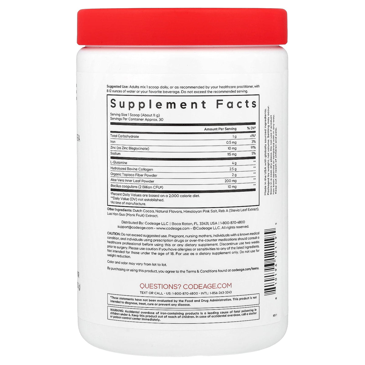 Codeage, Gut Muscle Formula, Chocolate Brownie, 11.7 oz (332 g)