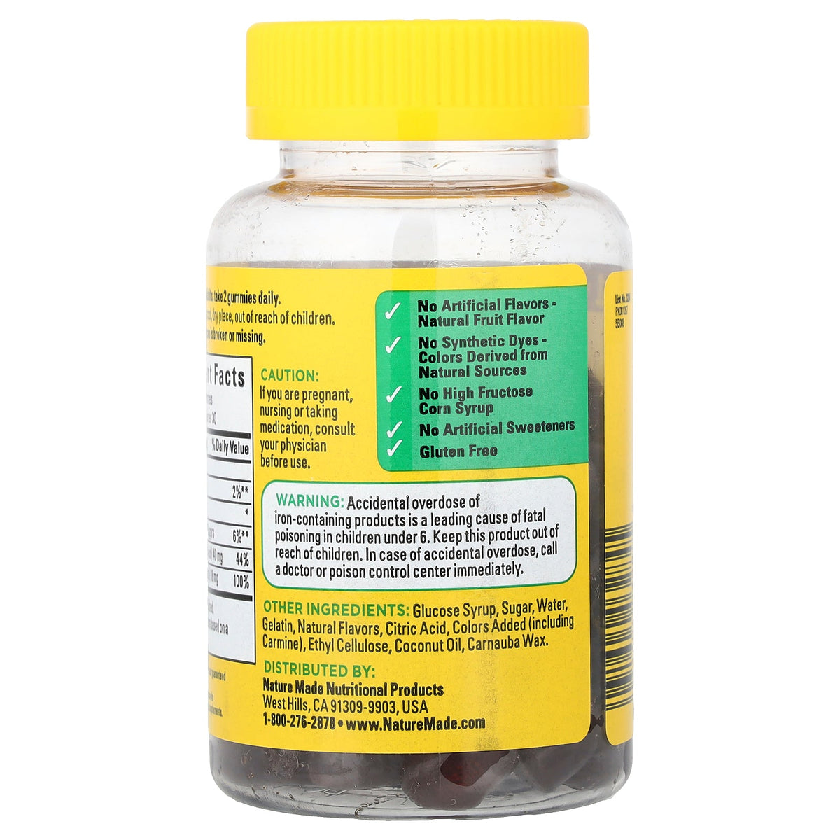 Nature Made, Iron Gummies with Vitamin C, Raspberry, 60 Gummies
