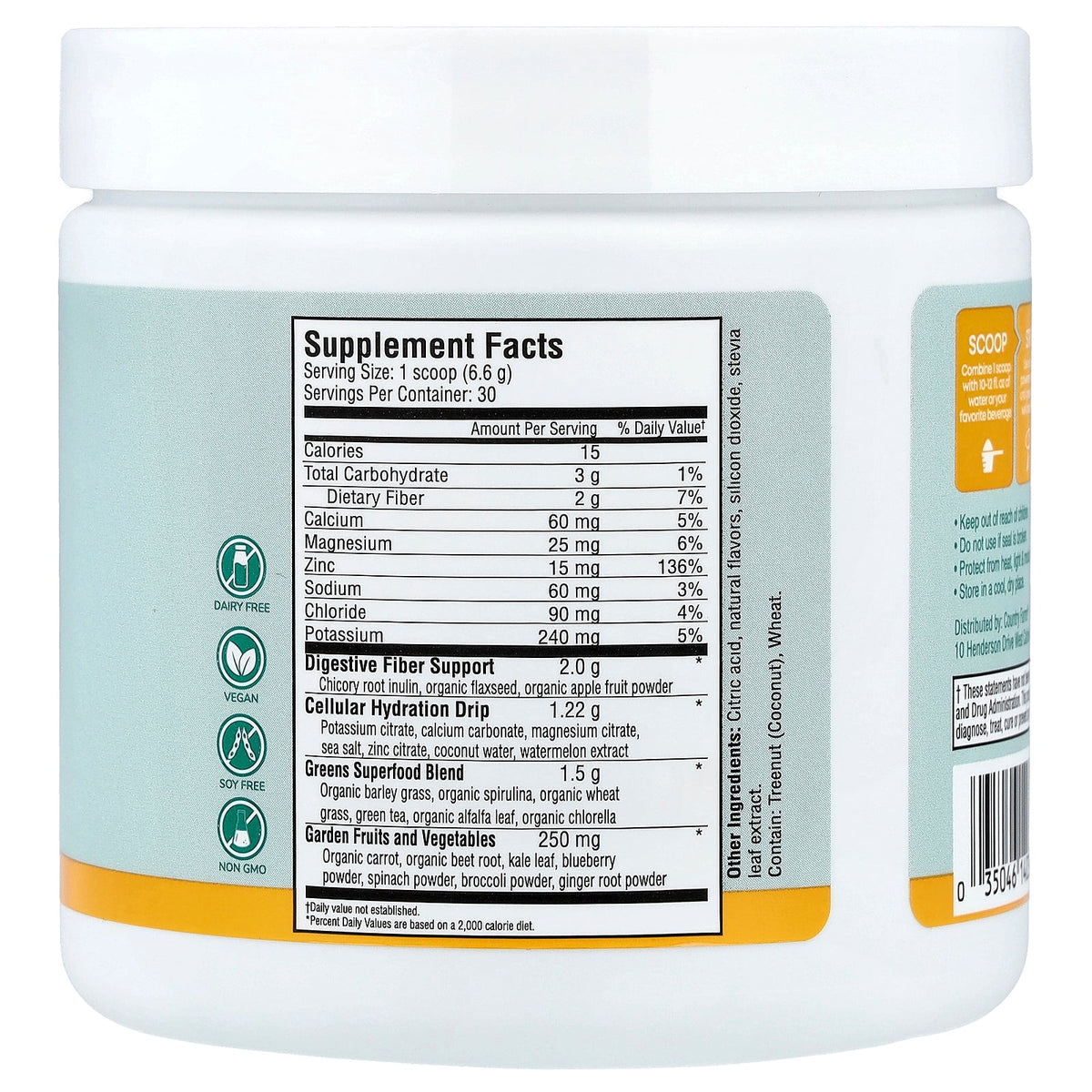 Country Farms, Refreshers, Super Greens + Electrolytes, Pina Colada, 6.98 oz (198 g)