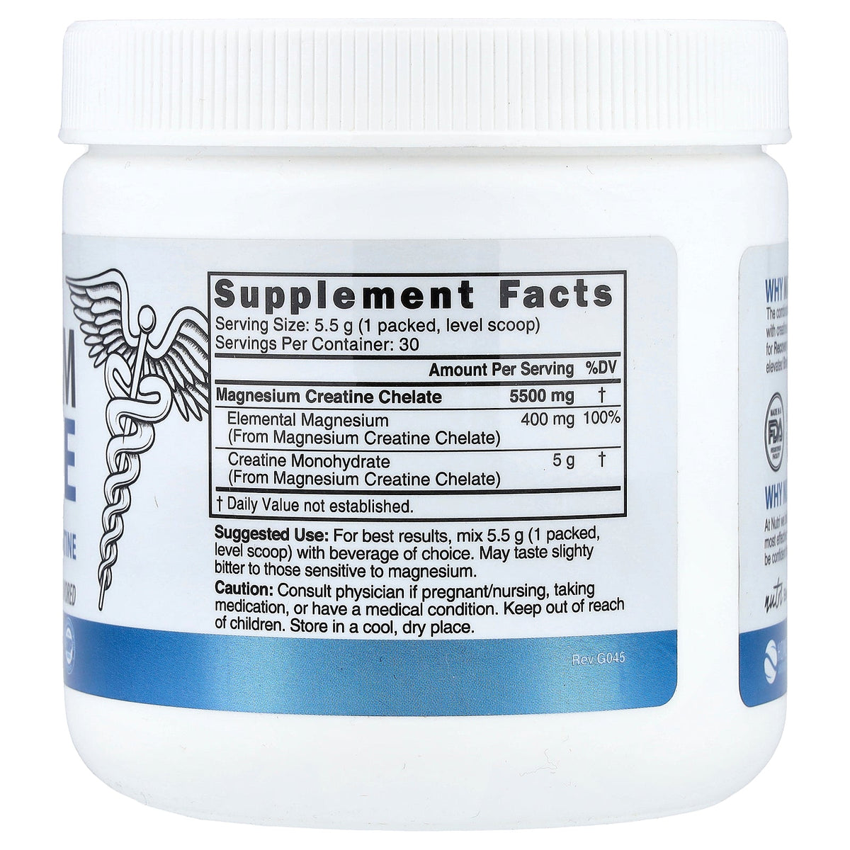 Nutri, Magnesium Creatine, Unflavored, 5.82 oz (165 g)
