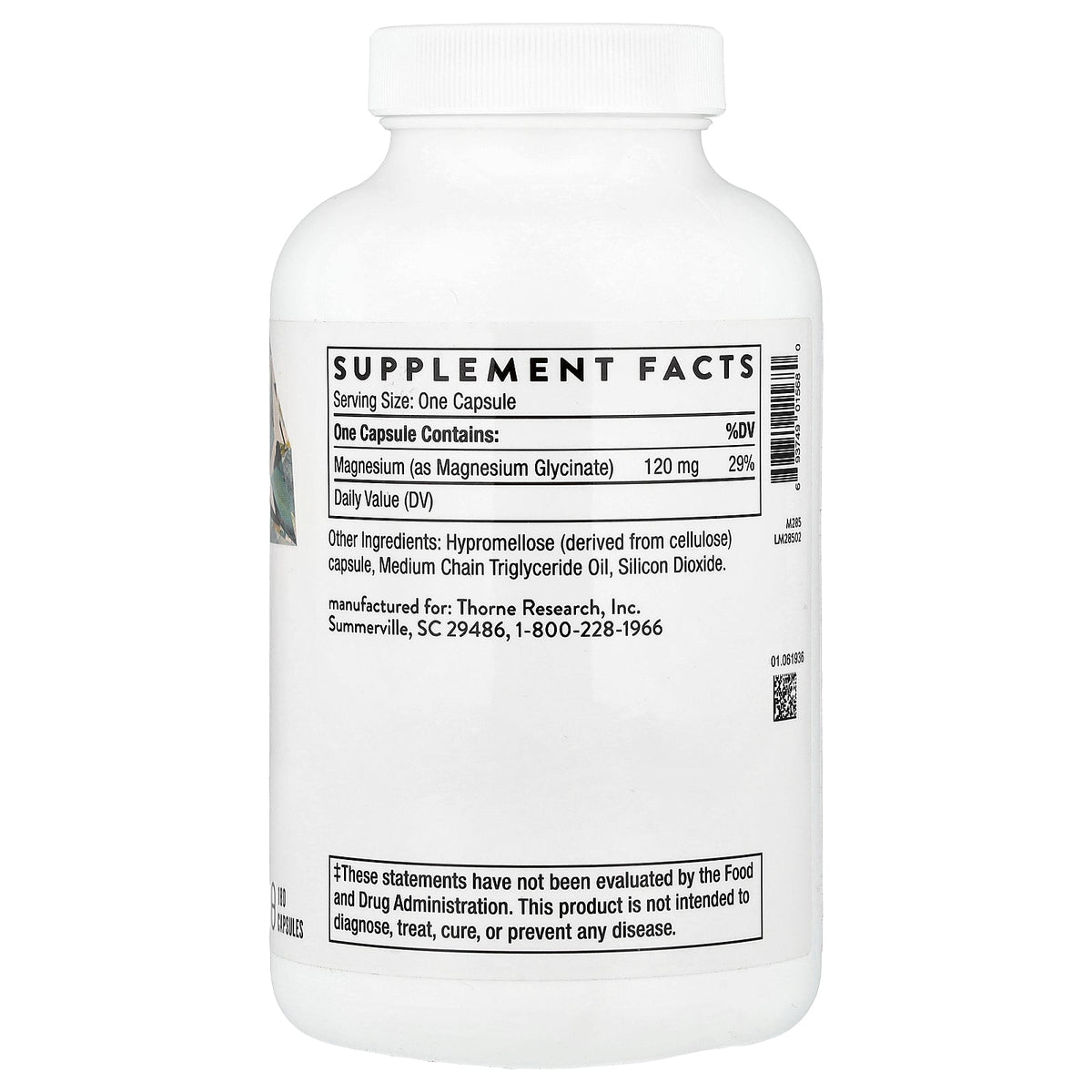Thorne, Magnesium Glycinate, 180 Capsules (120 mg per Capsule)