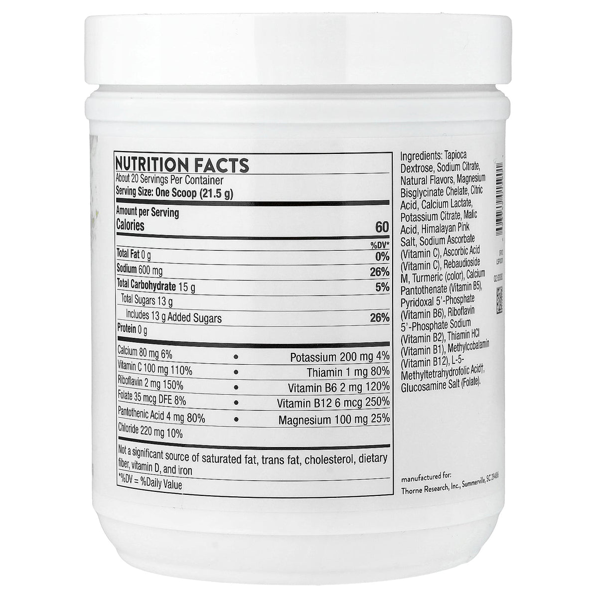 Thorne, Advanced Electrolytes, Lemon Lime, 15.2 oz (430 g)