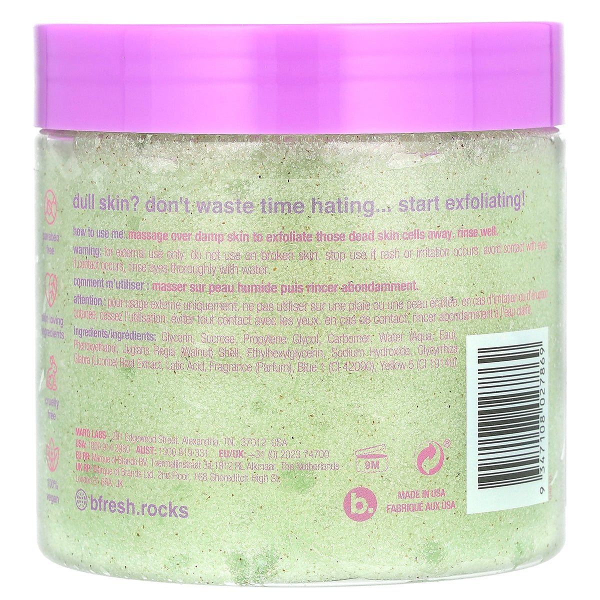 b.fresh, Body Scrub With Licorice Root & Lactic Acid, Melon Magic, 16 oz (453 g)