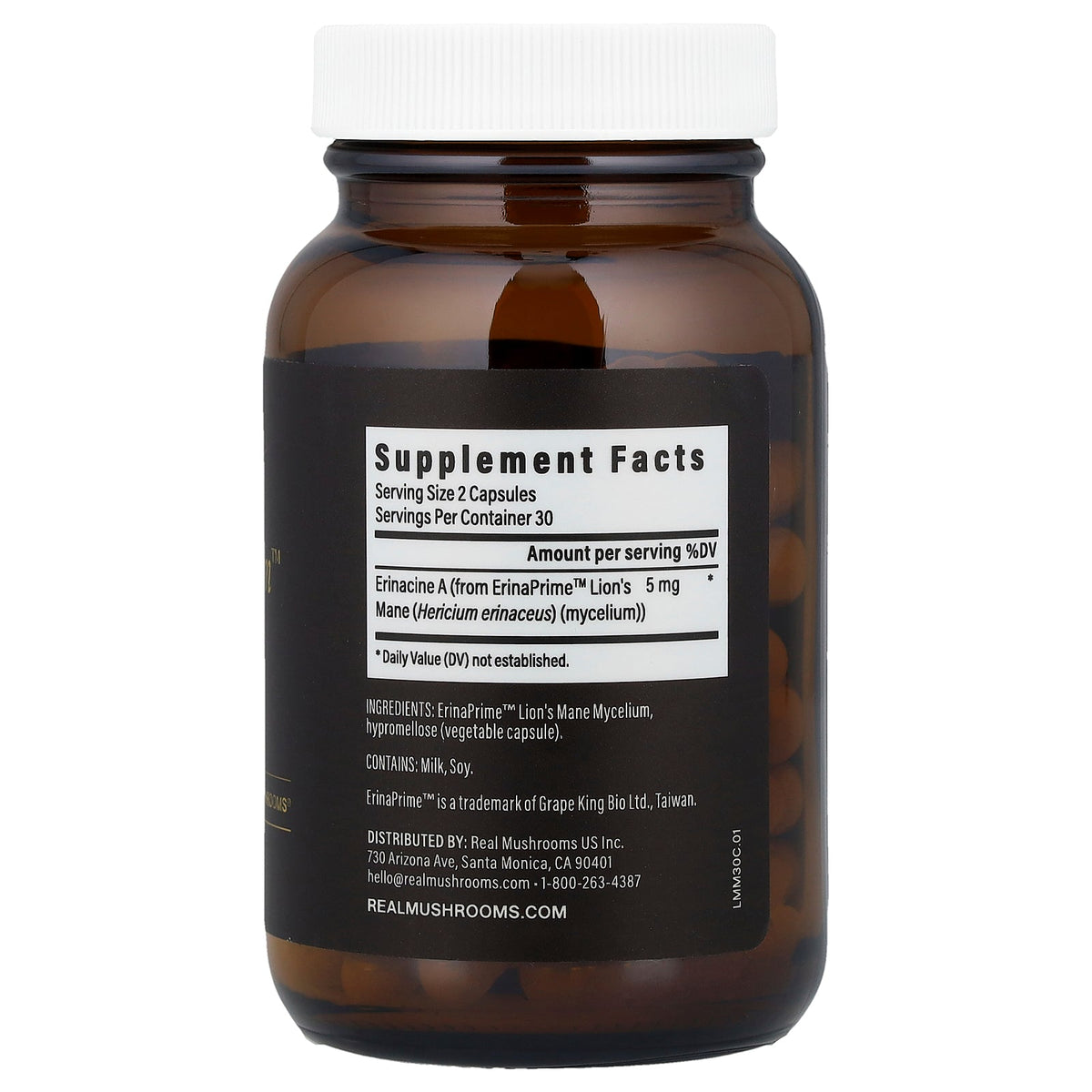 Real Mushrooms, Real Mycelium™, 60 Capsules (2.5 mg per Capsule)