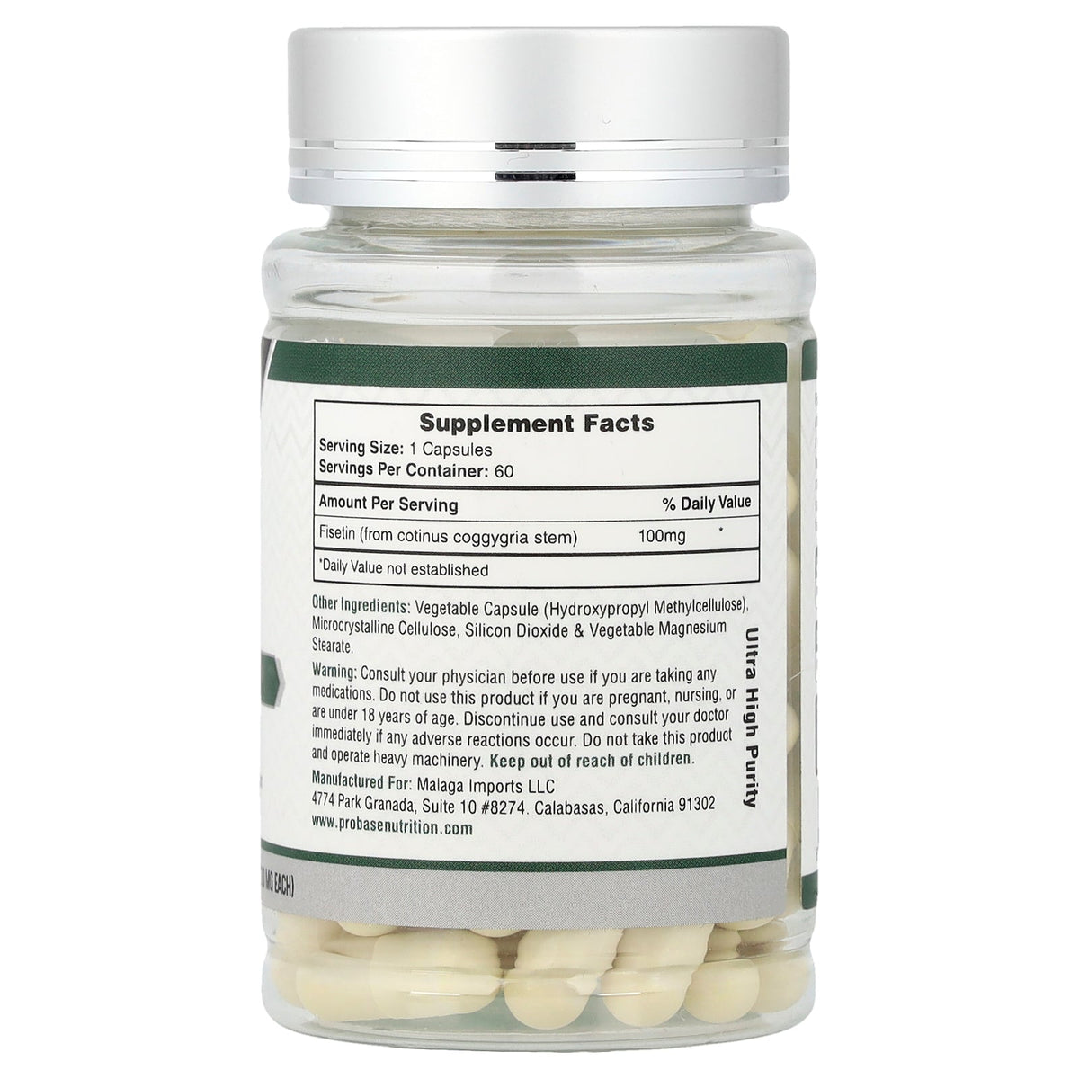 Probase Nutrition, Fisetin, 100 mg, 60 Capsules
