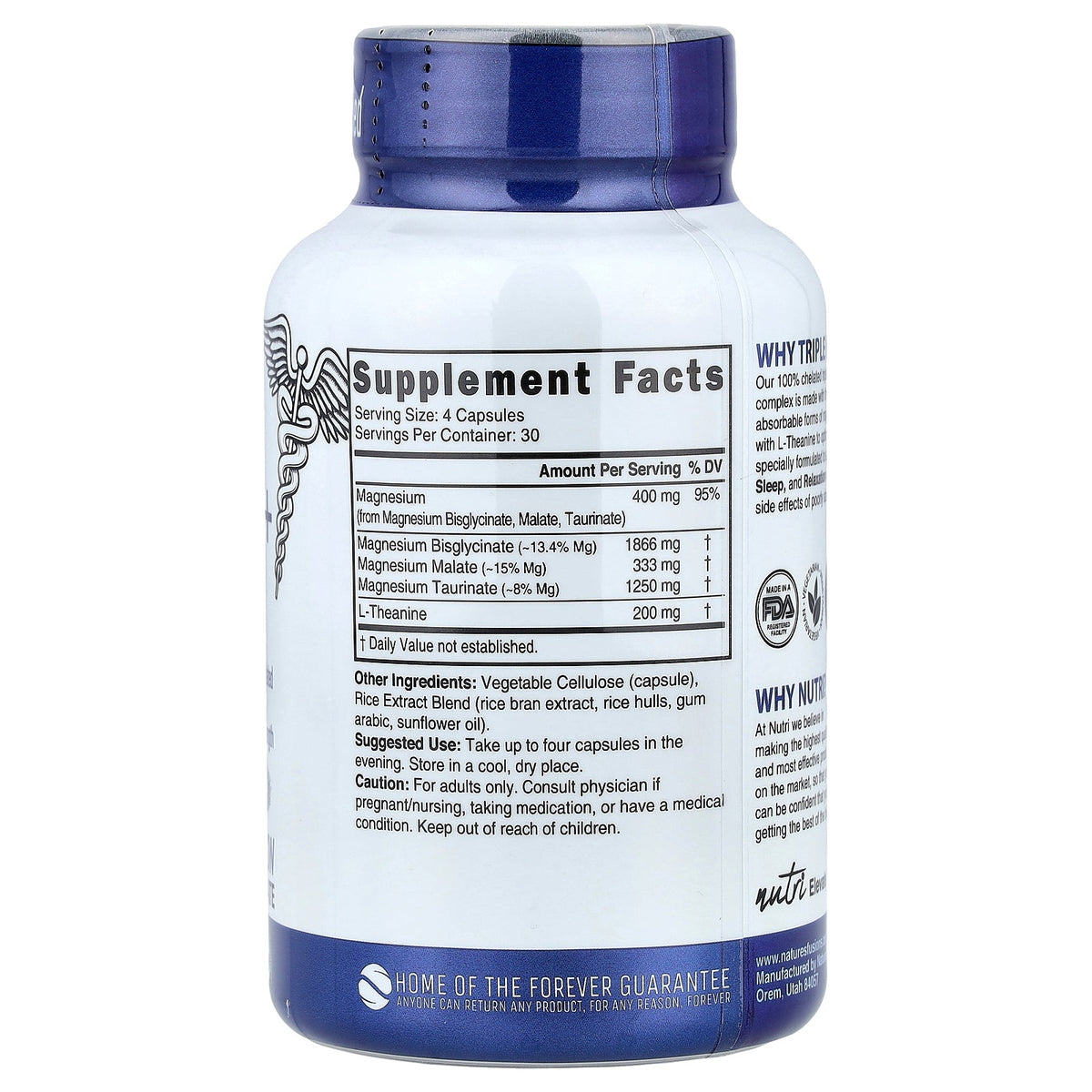 Nutri, Triple Magnesium + L Theanine, 120 Vegan Capsules