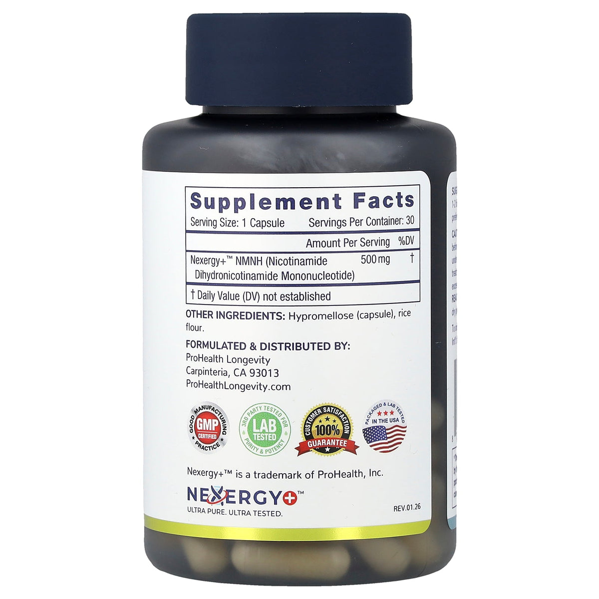 ProHealth Longevity, Essentials, NMNH 500, 500 mg, 30 Capsules