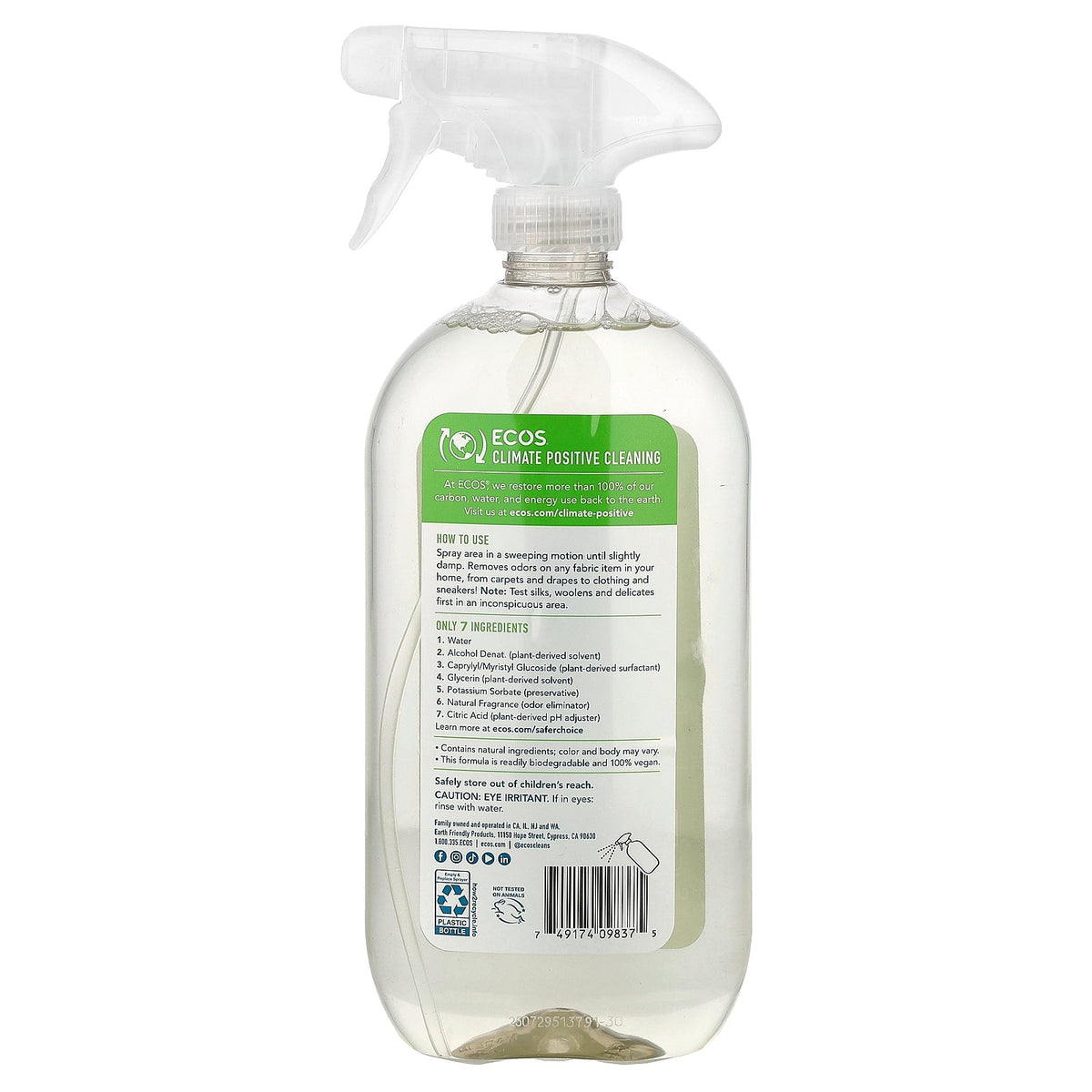 Ecos, Plant Powered Fabric Odor Eliminator, Lemongrass, 20 fl oz (591 ml)