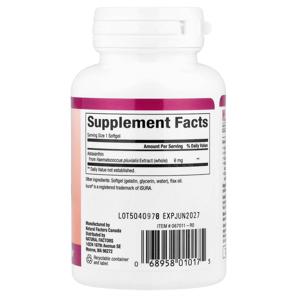 Natural Factors, Natural Astaxanthin, 6 mg, 60 Softgels
