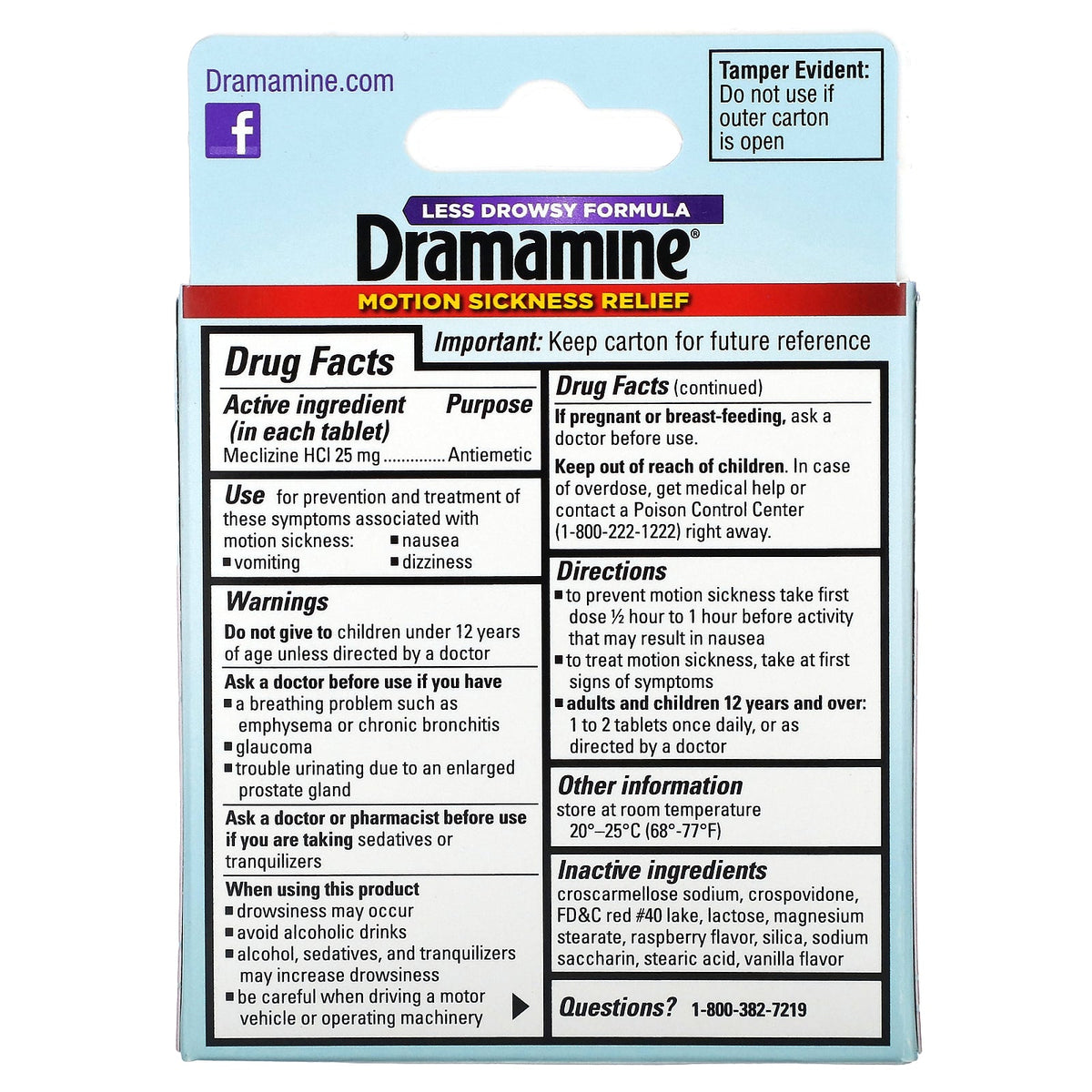 Dramamine, Motion Sickness Relief Chewable, Raspberry Cream, 25 mg, 12 Chewable Tablets