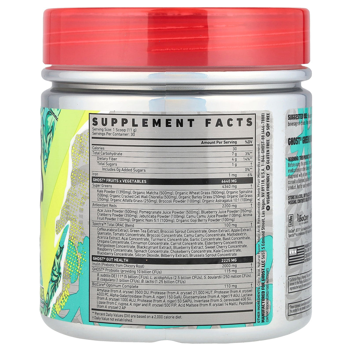 Ghost, Greens, Lime, 11.6 oz (330 g)
