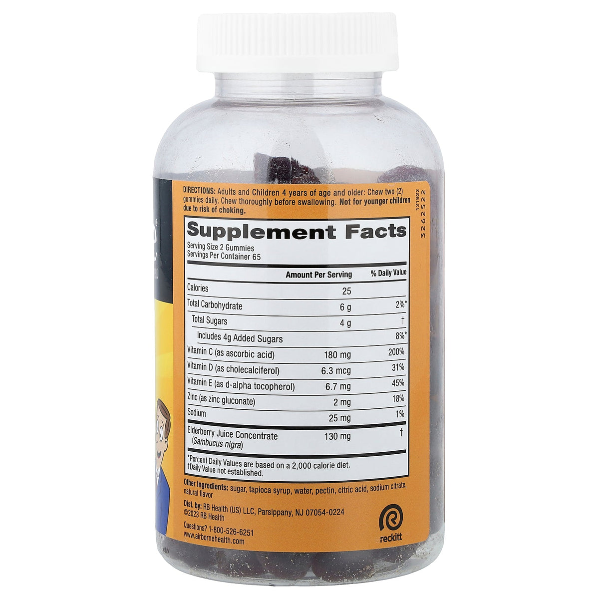 AirBorne, Immune Support Supplement, Elderberry, 130 Gummies