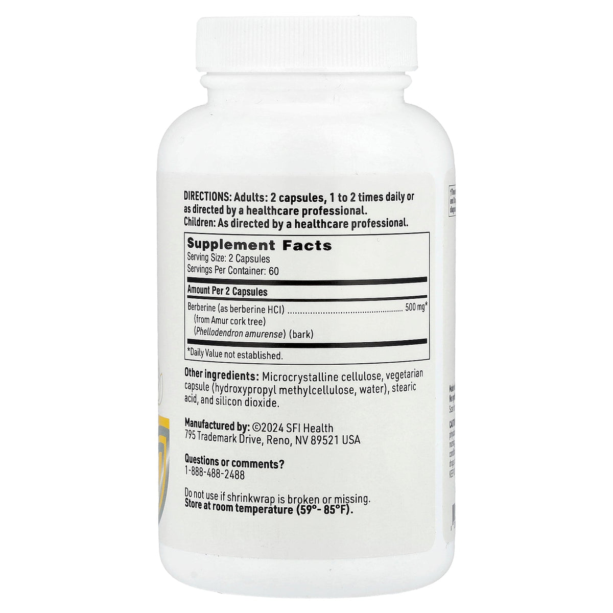 SFI Health, Berberine, 120 Capsules (250 mg per Capsule)