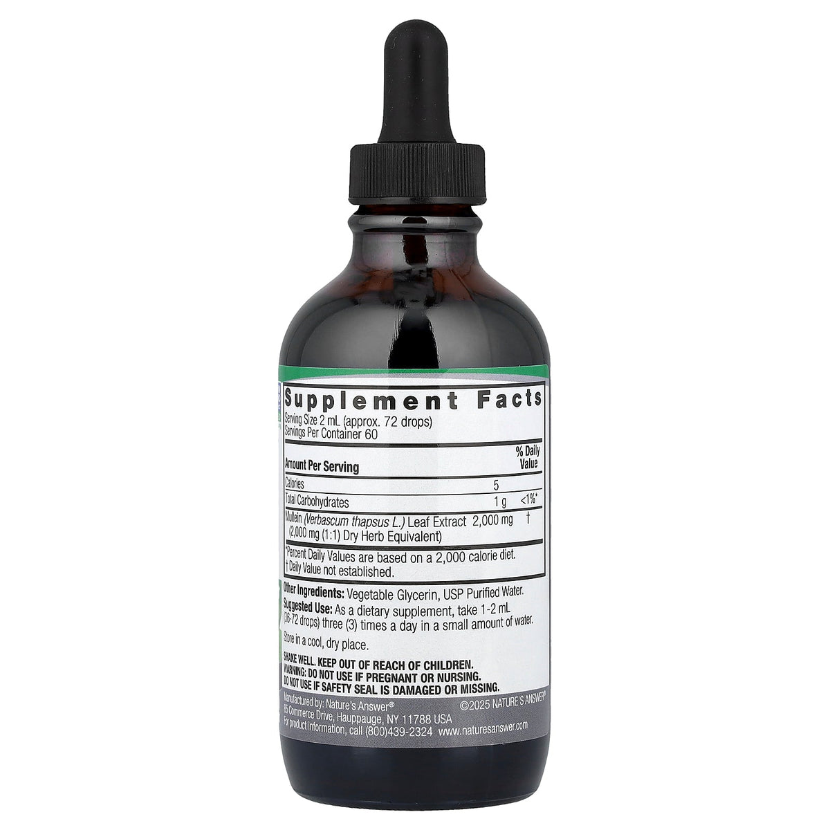 Nature's Answer, Mullein Leaf, Fluid Extract, Alcohol Free, 4 fl oz (120 ml)