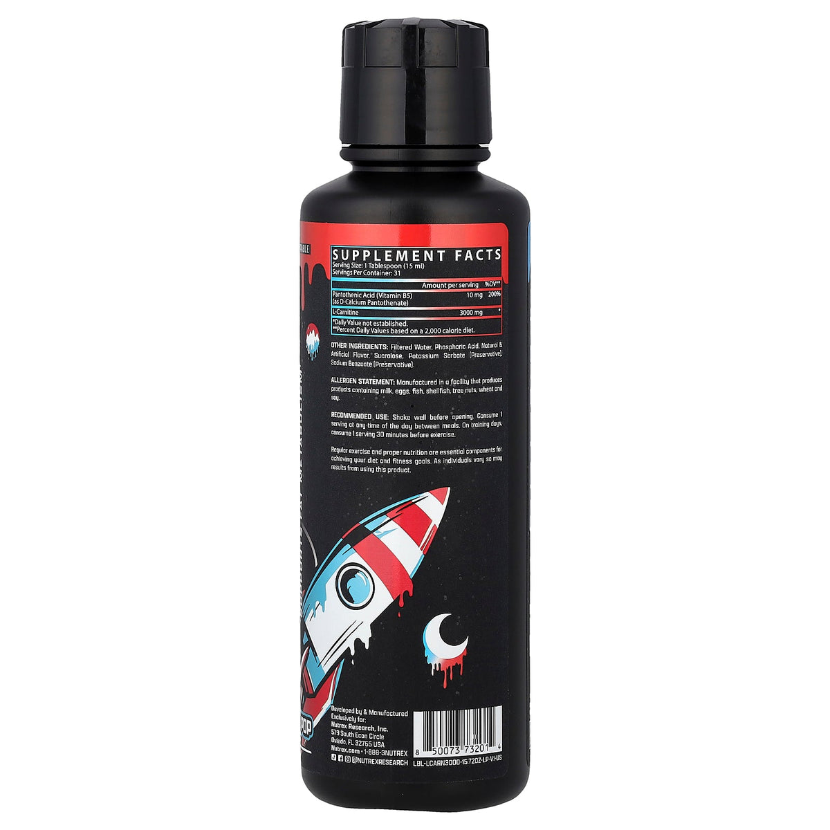 Nutrex Research, L-Carnitine 3000, Lunar Pop, 15.72 fl oz (465 ml)
