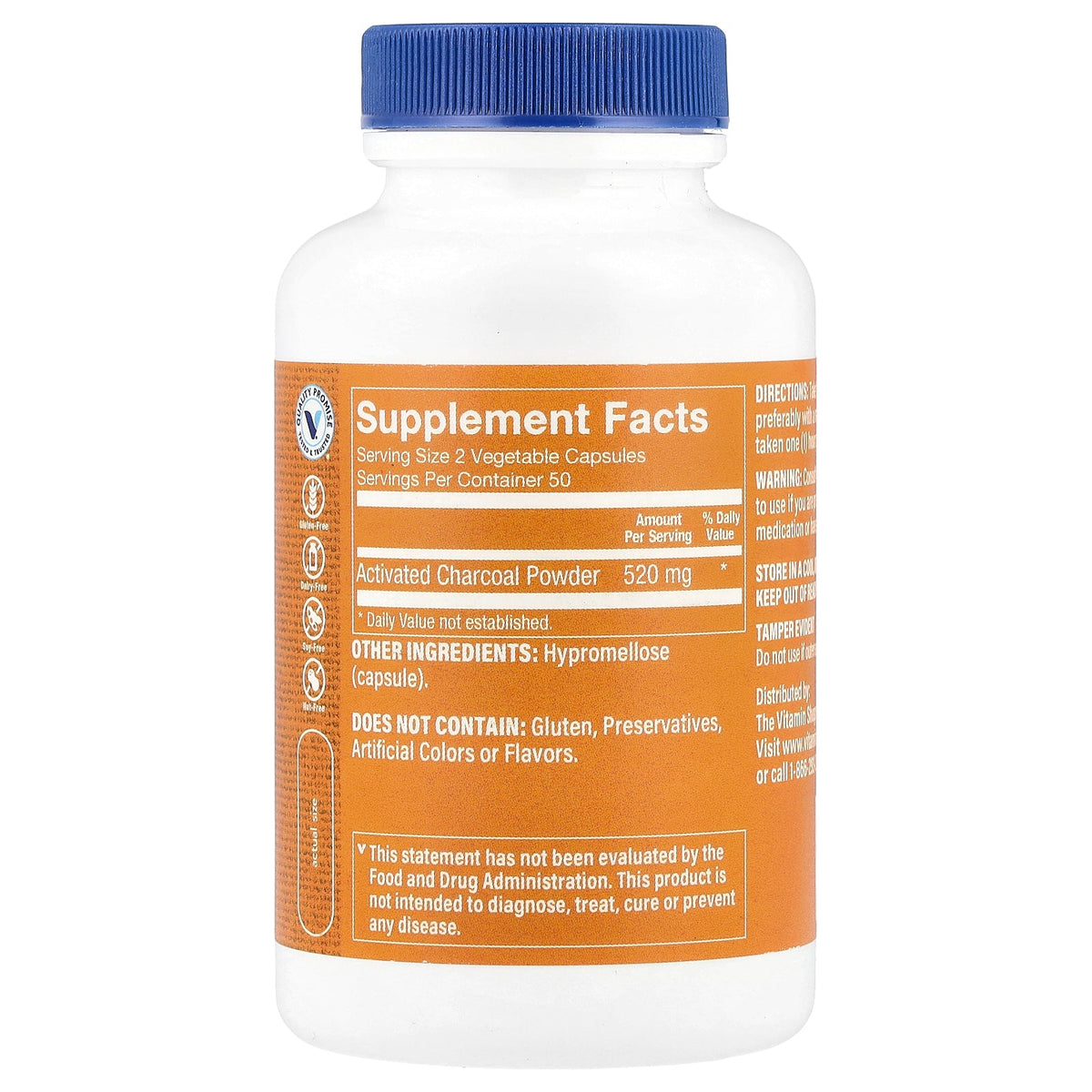 The Vitamin Shoppe, Activated Charcoal, 100 Vegetable Capsules (260 mg per Capsule)