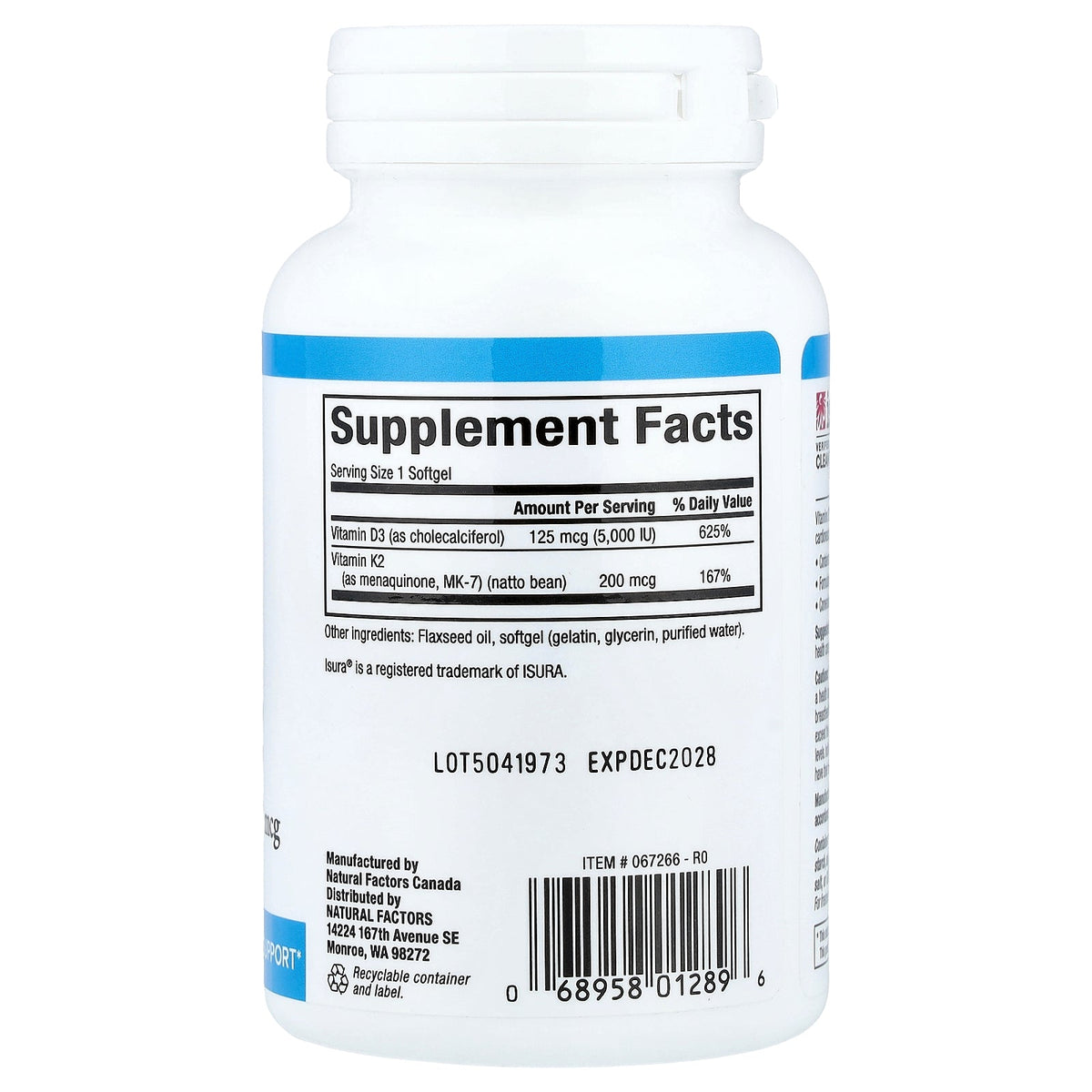 Natural Factors, Vitamin D3 & K2, 120 Softgels