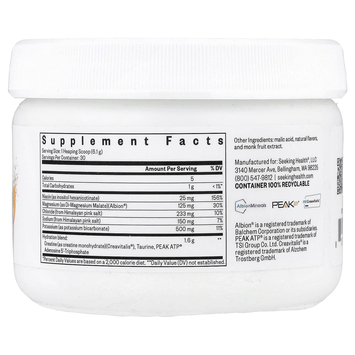 Seeking Health, Optimal Electrolyte, Peach, 6.46 oz (183 g)