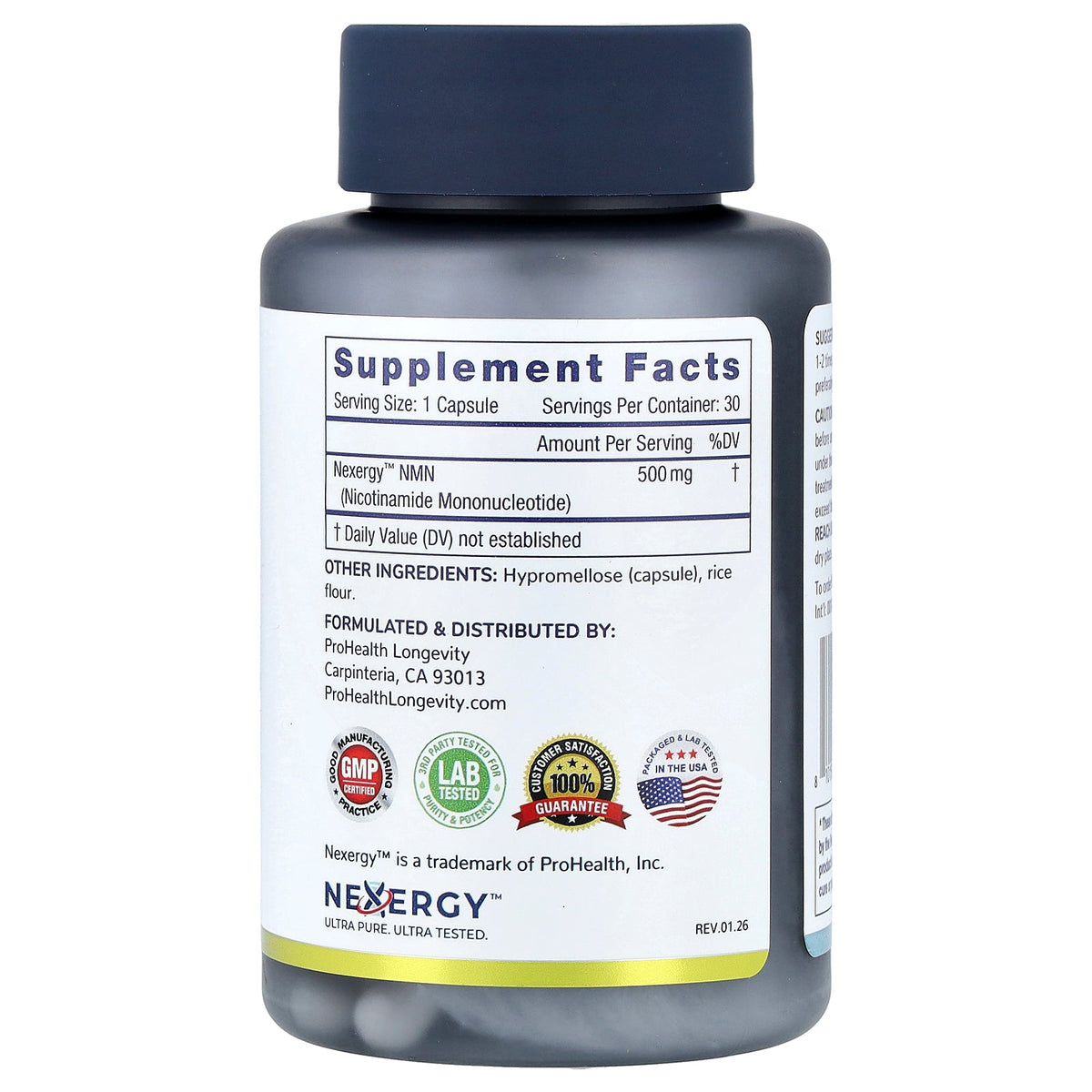 ProHealth Longevity, Essentials, NMN 500, 500 mg, 30 Capsules