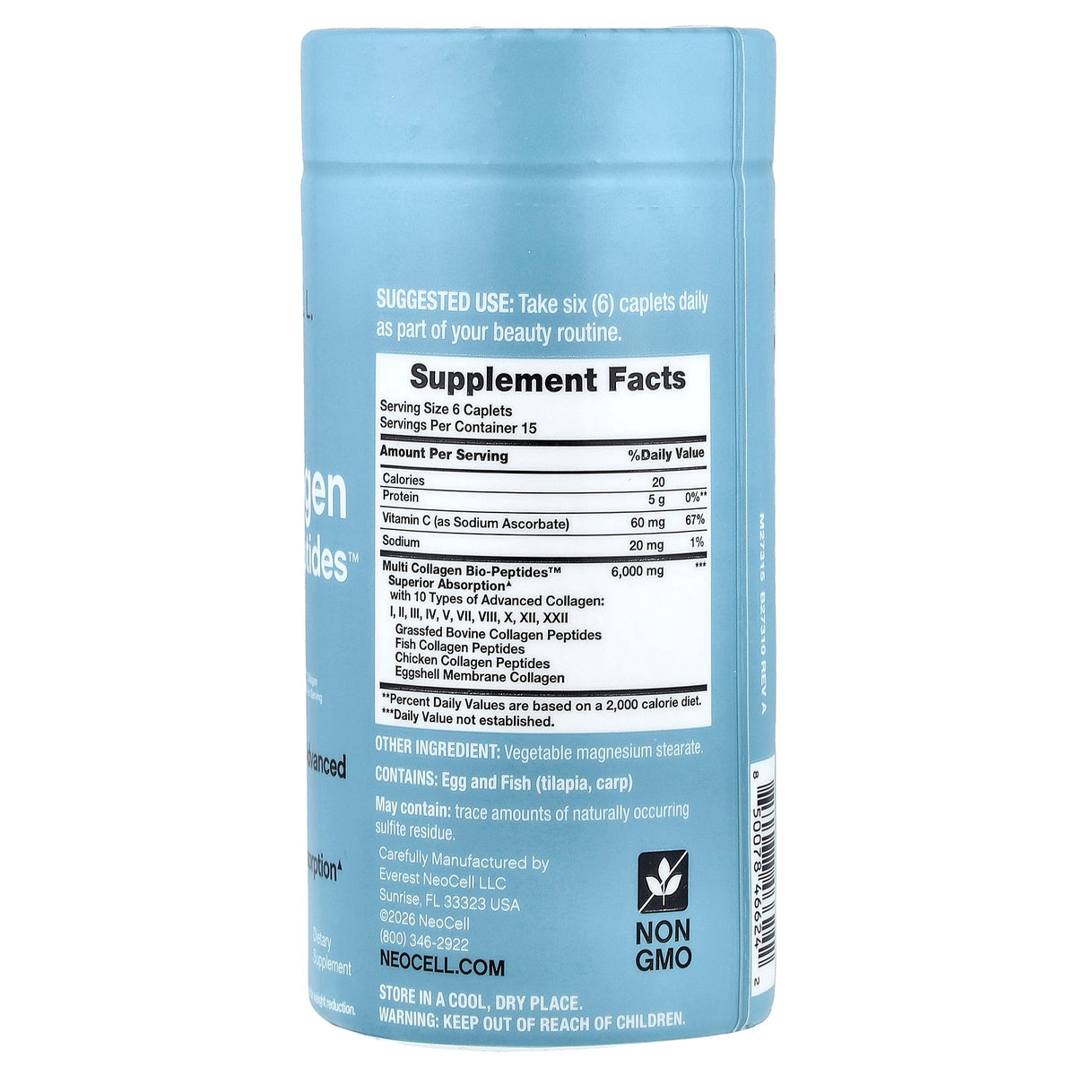 NeoCell, Multi Collagen Bio-Peptides™ Protein, 90 Caplets