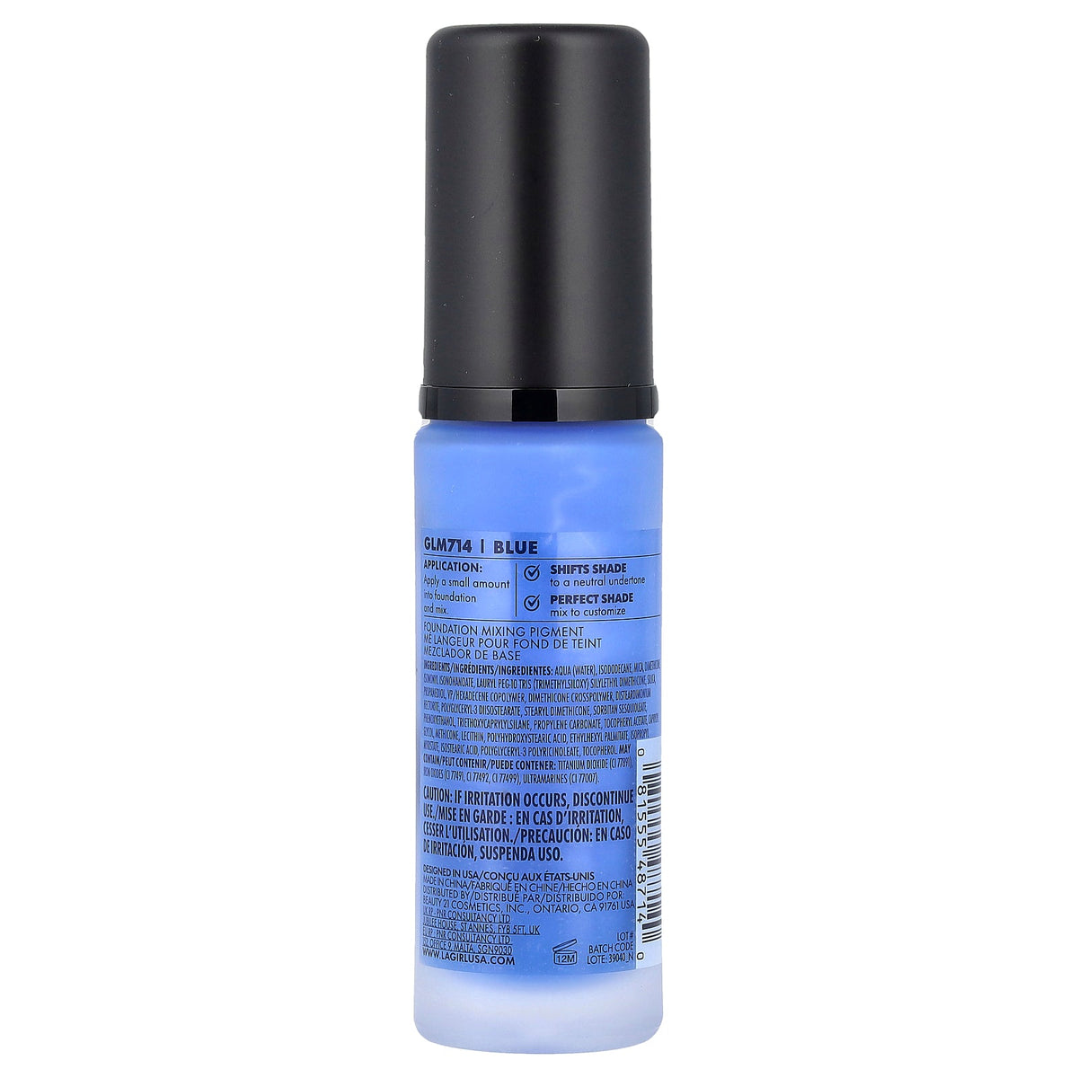 L.A. Girl, PRO.color, Foundation Mixing Pigment, GLM714 Blue, 1 fl oz (30 ml)