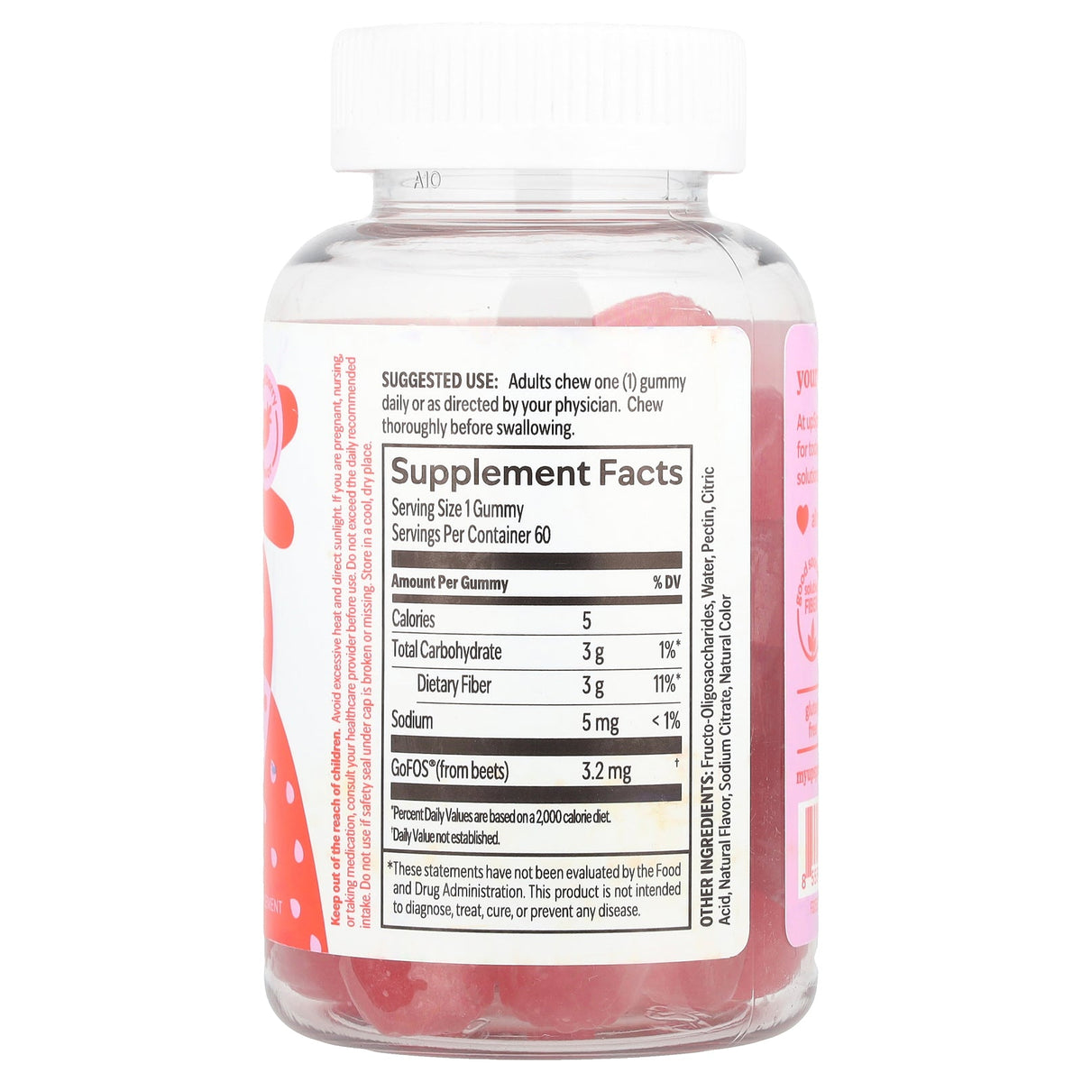 UpSpring, Fiber Gummies, Strawberry, 60 Vegan Gummies