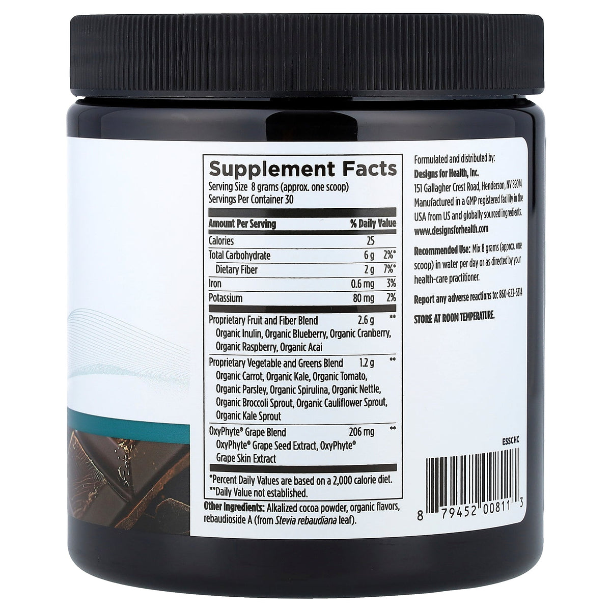 Designs For Health, EssentiaGreens™ and Reds, Chocolate, 8.4 oz (240 g)