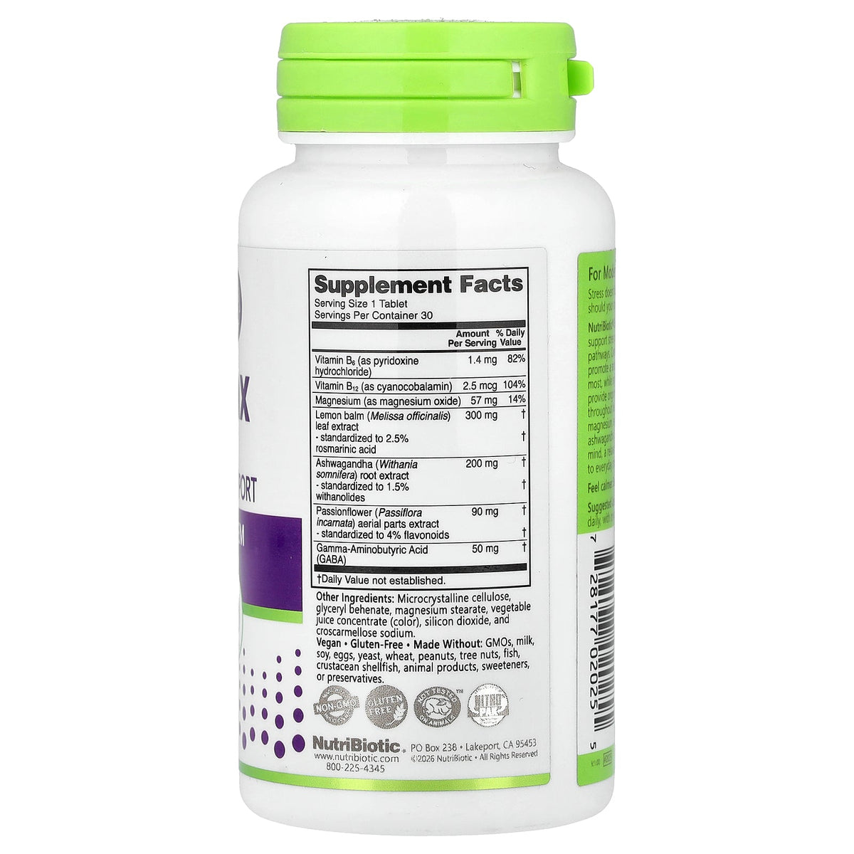 NutriBiotic, DualRelax, 30 Vegan Tablets