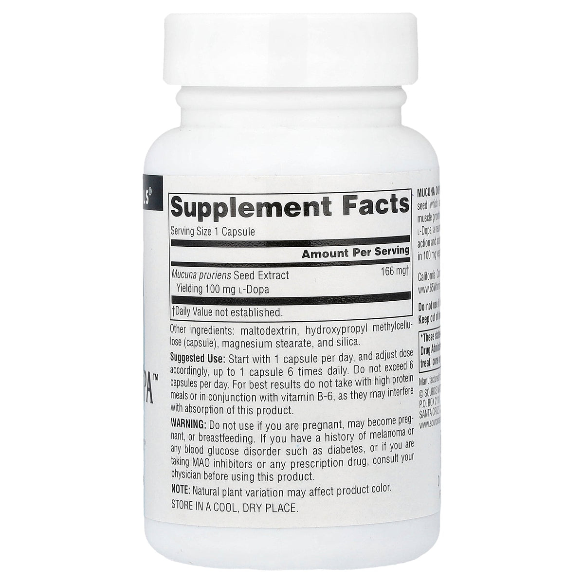 Source Naturals, Mucuna Dopa™, 100 mg, 60 Capsules