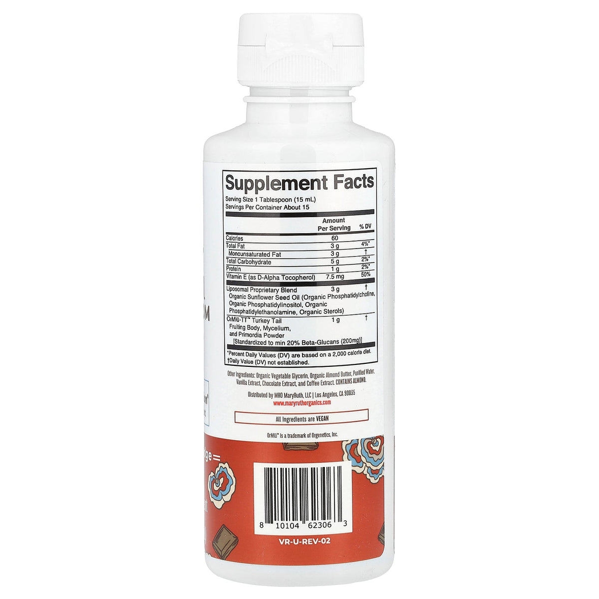 MaryRuth's, Turkey Tail Mushroom Liposomal, Chocolate Fudge, 7.6 fl oz (225 ml)