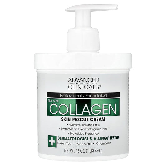 Advanced Clinicals, Collagen, Skin Rescue Cream, 16 oz (454 g)
