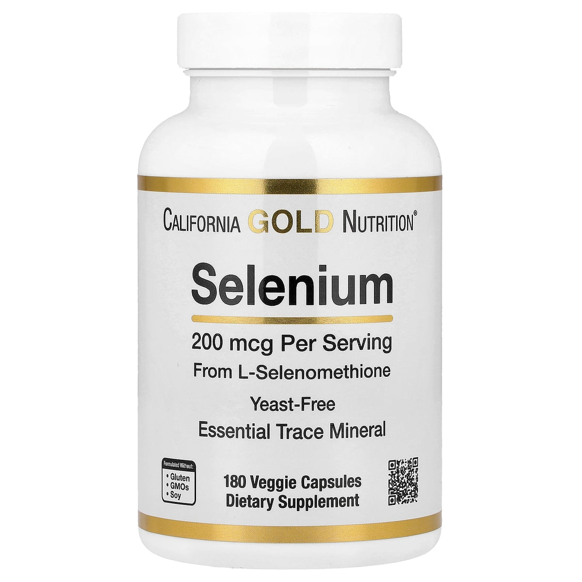 California Gold Nutrition, Selenium, Yeast-Free, 200 mcg, 180 Veggie Capsules
