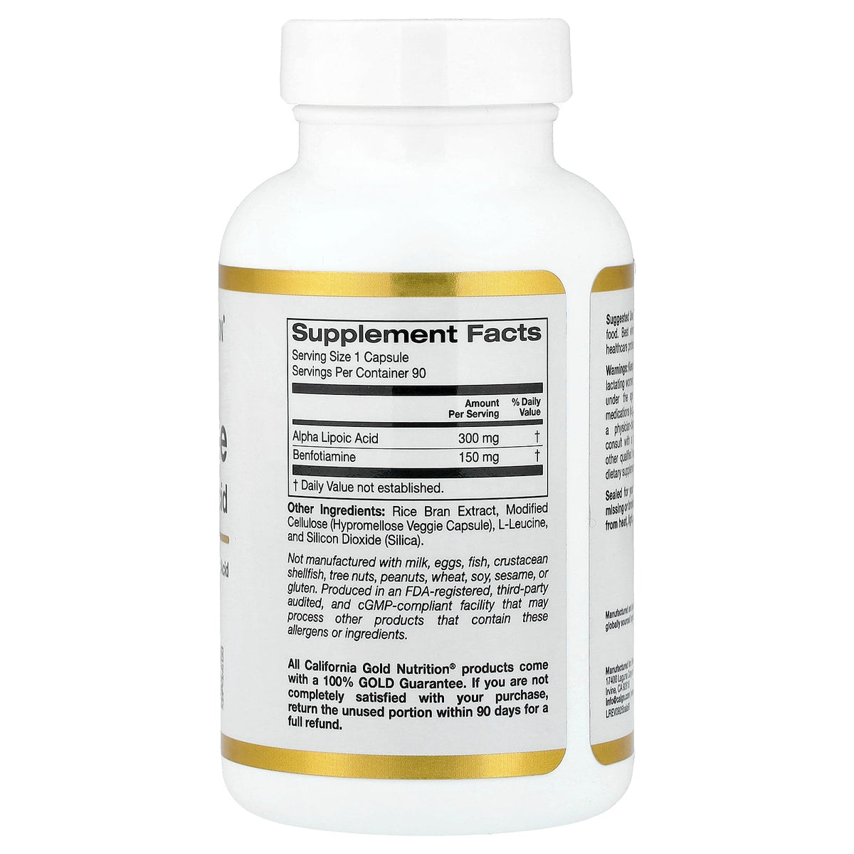 California Gold Nutrition, Benfotiamine + Alpha Lipoic Acid, 90 Veggie Capsules