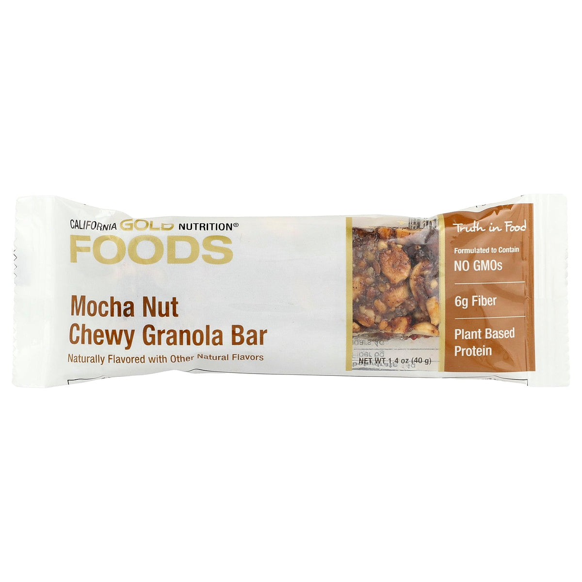 California Gold Nutrition, Foods, Mocha Nut Chewy Granola Bars, 12 Bars, 1.4 oz (40 g) Each