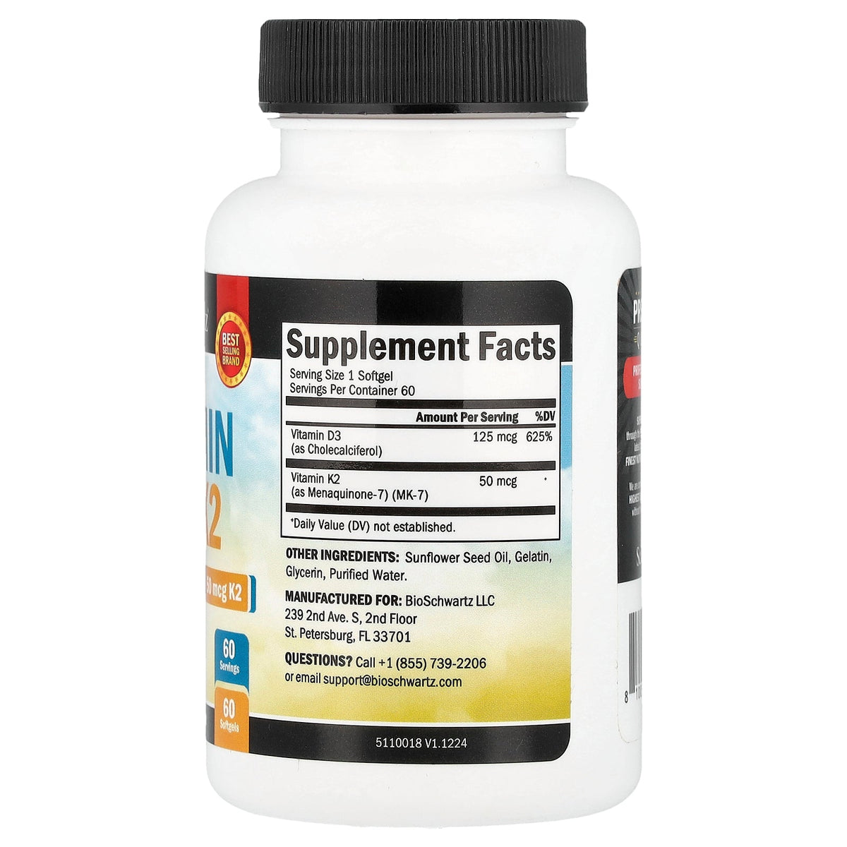 BioSchwartz, Vitamin D3 + K2, 60 Softgels