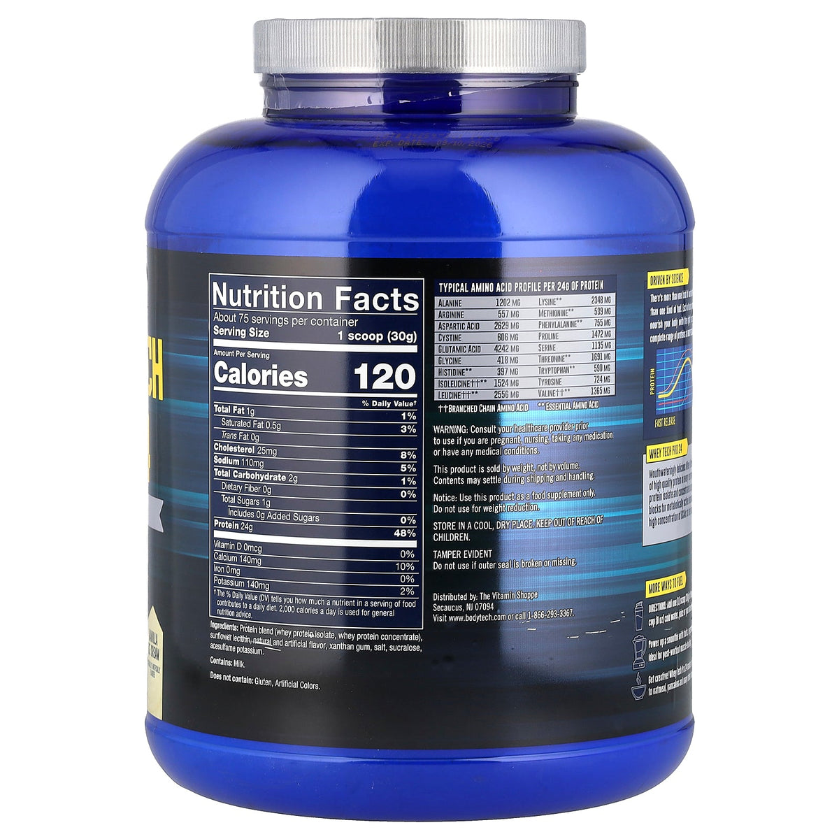 BodyTech, Whey Tech Pro 24, Vanilla Ice Cream , 5 lbs (2.27 kg)