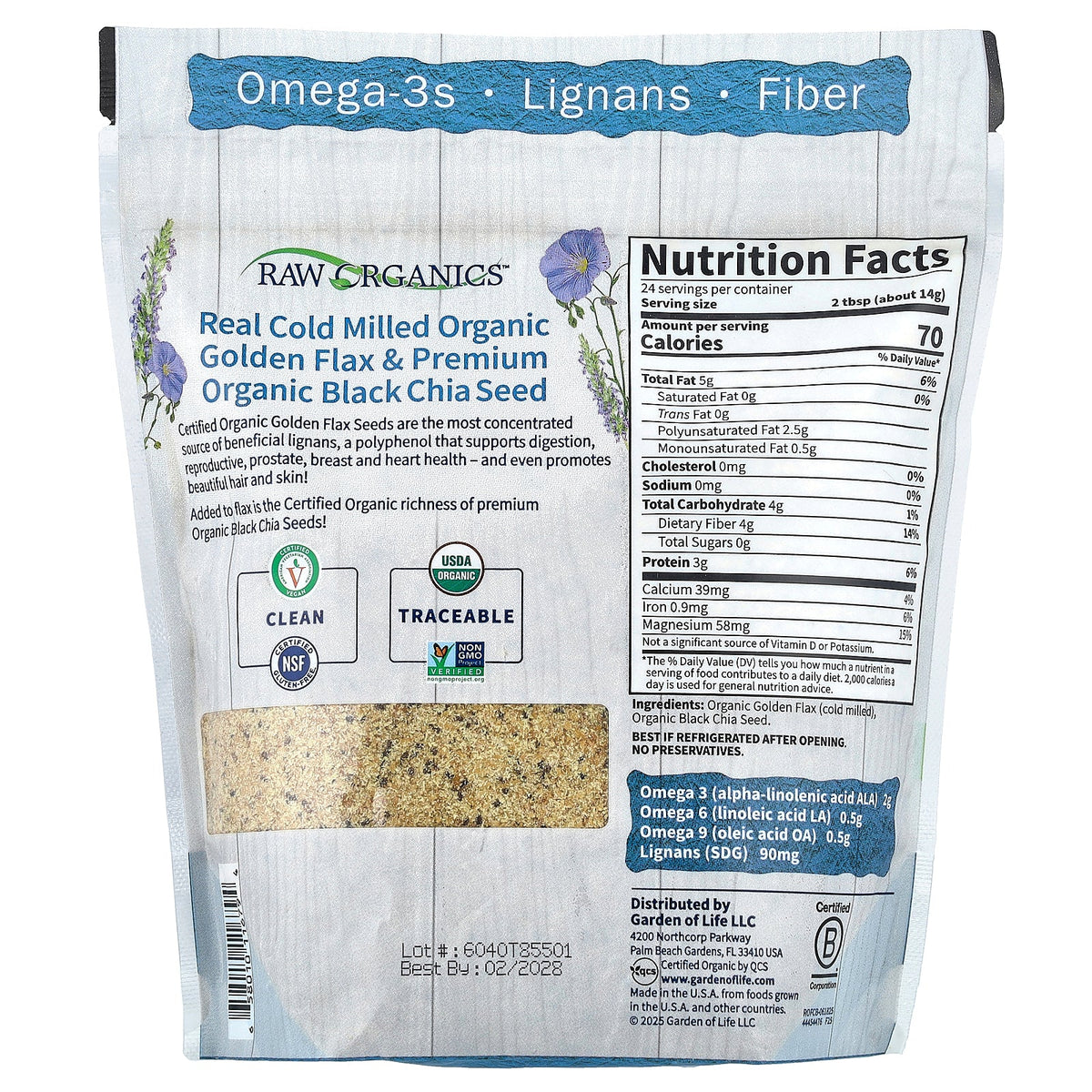 Garden of Life, Raw Organics™, 100% Organic Flax & Chia Blend, 12 oz (340 g)