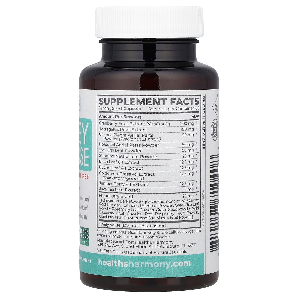 Healths Harmony, Kidney Cleanse With Cranberry & Herbs, 60 Capsules